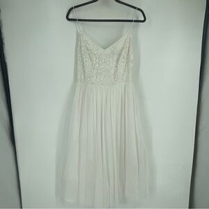Adrianna Papell 12 Beaded Cinderella Tulle Midi Dress Wedding Bride Graduation